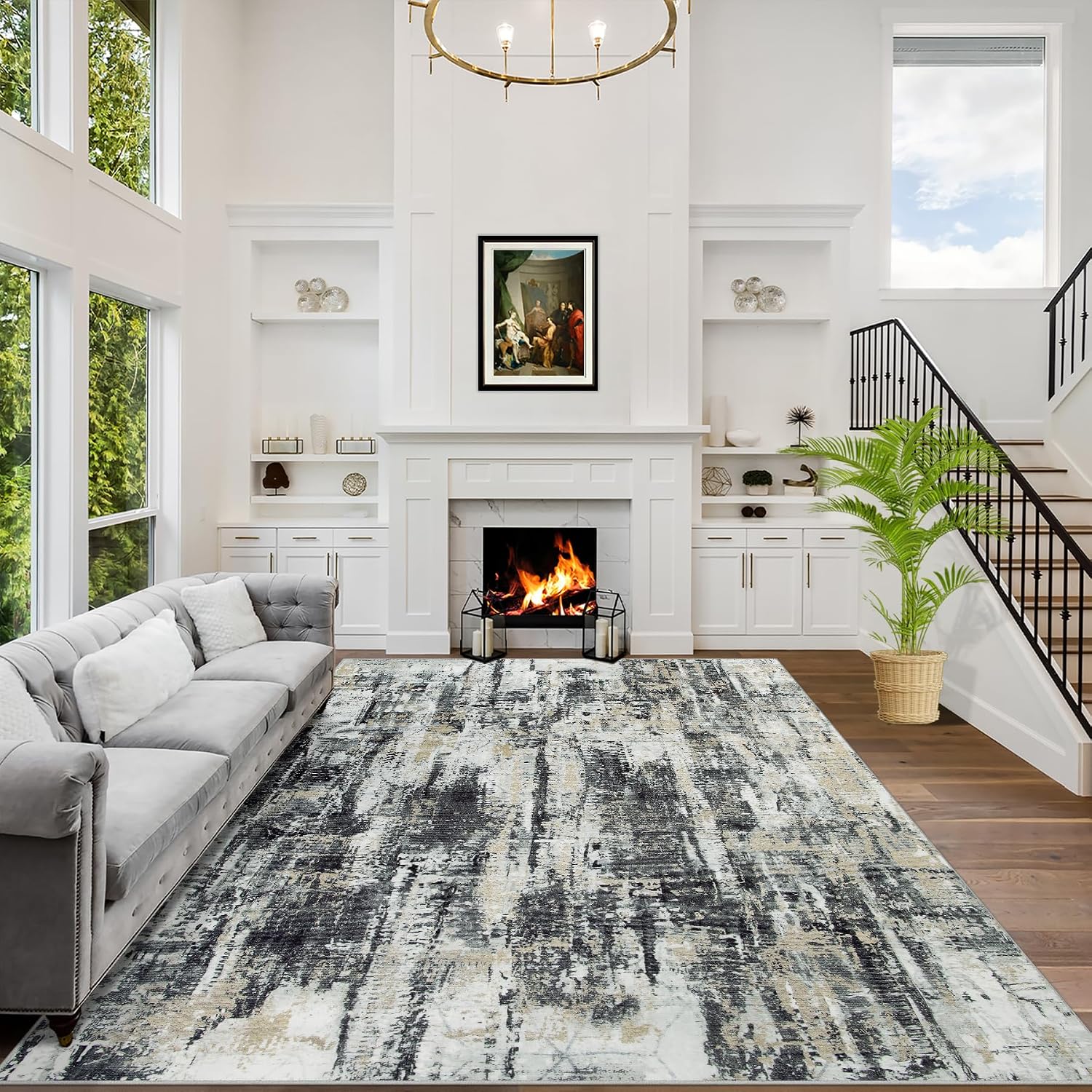 Detalle de 8x10 Washable Area Rug Modern Abstract