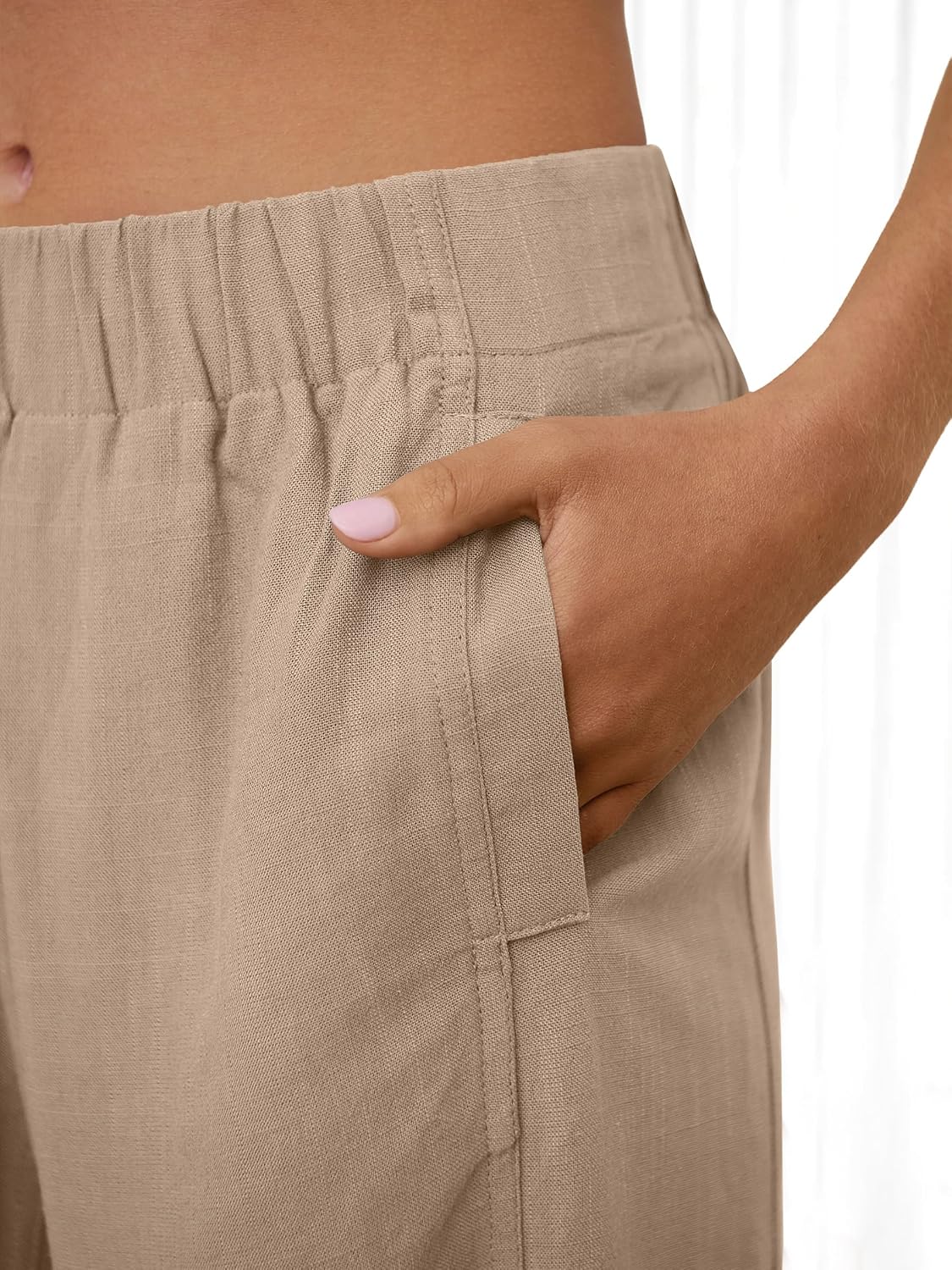 Thumbnail 4 de ANRABESS Women’s Wide-Leg Linen Pants with Elastic Waist and Pockets