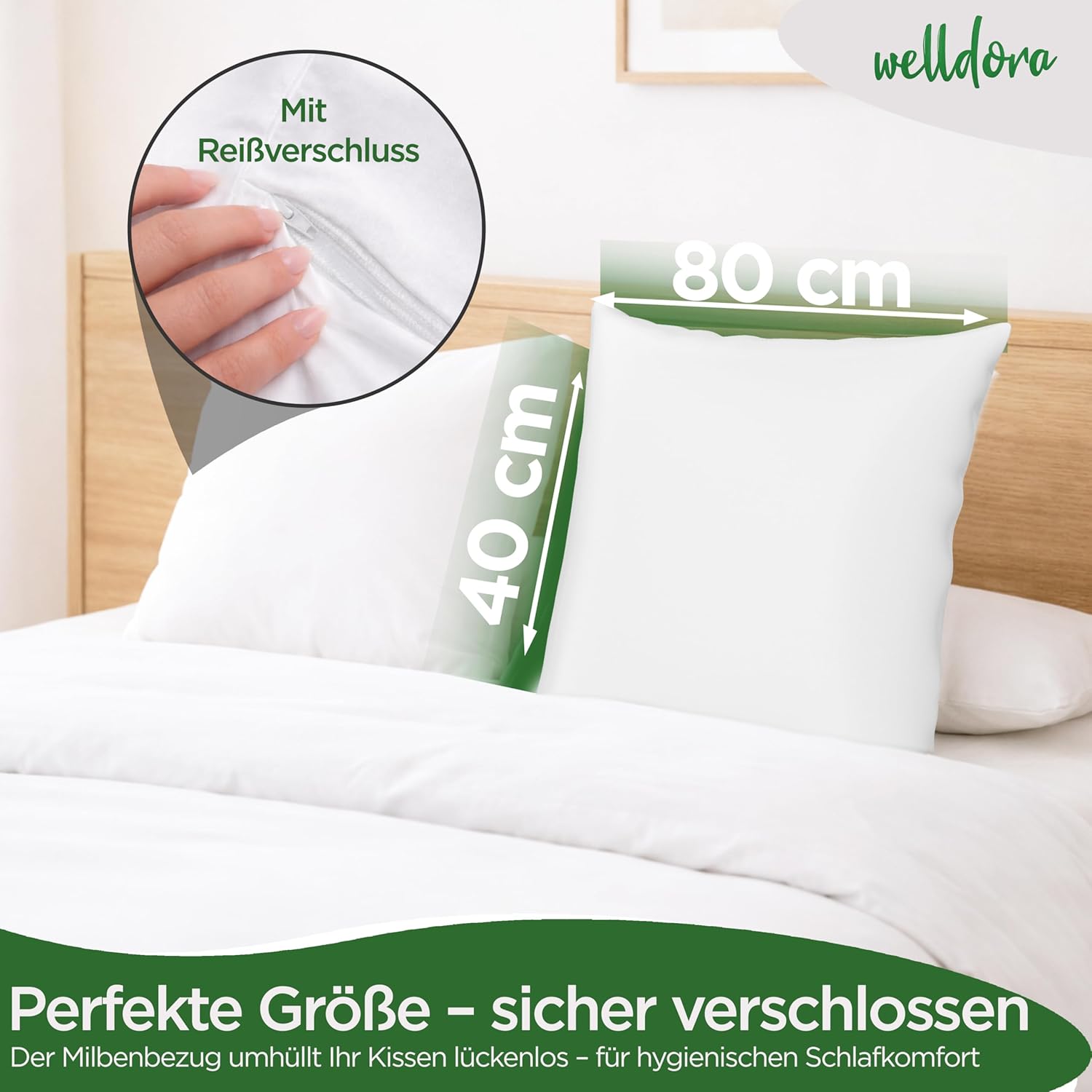 Thumbnail 1 de Welldora 2er-Set Milbenbezug Kissen 40x80