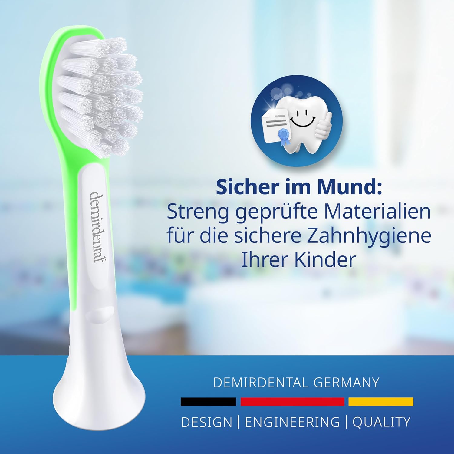 Detalle de demirdental Ersatzbürsten Kids (HX6034/HX6038 kompatibel) – extra weich, für 3–6 Jahre, 8er Set in Grün