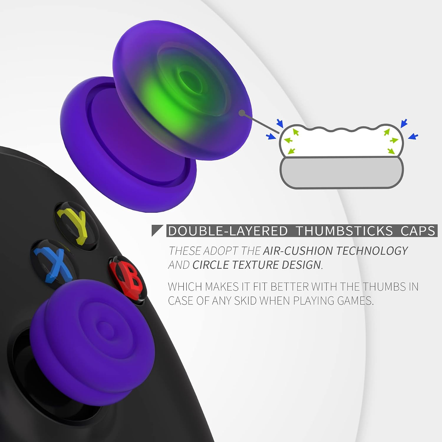 Detalle 1 de PlayVital Thumbs Cushion Caps for PS5 4-pack