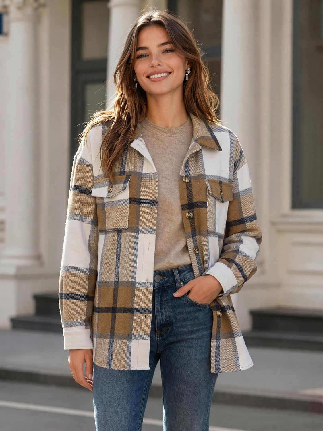 Detalle de Zeagoo Women's Flannel Shacket in Polyester