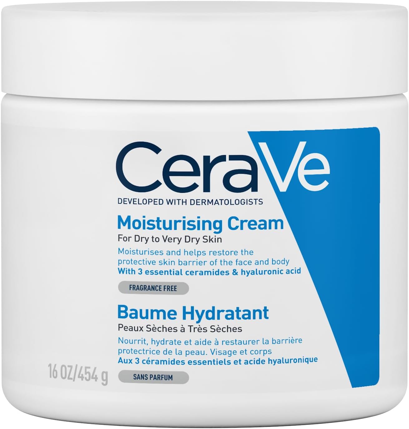 Detalle de CeraVe Face Care & Body Moisturiser for Dry to Very Dry Skin, 454g