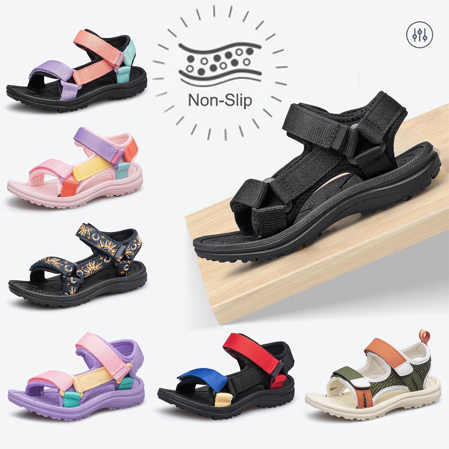 Detalle de vibdiv Open-Toe Kids Sandals: Lightweight Summer Outdoor Sandals for Daily Adventure