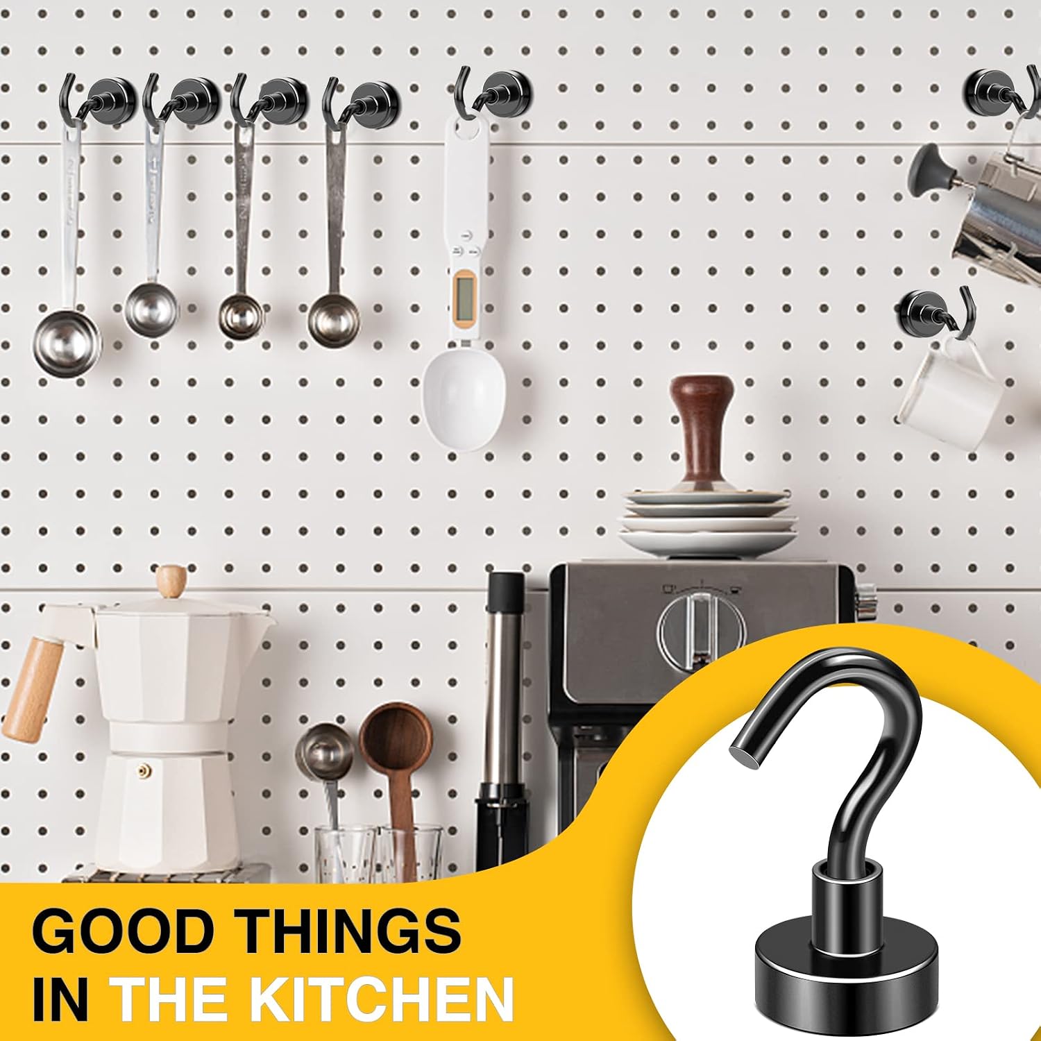 Thumbnail 6 de DIYMAG 6 Magnetic Hooks, 30-Pound Capacity, Neodymium and Steel