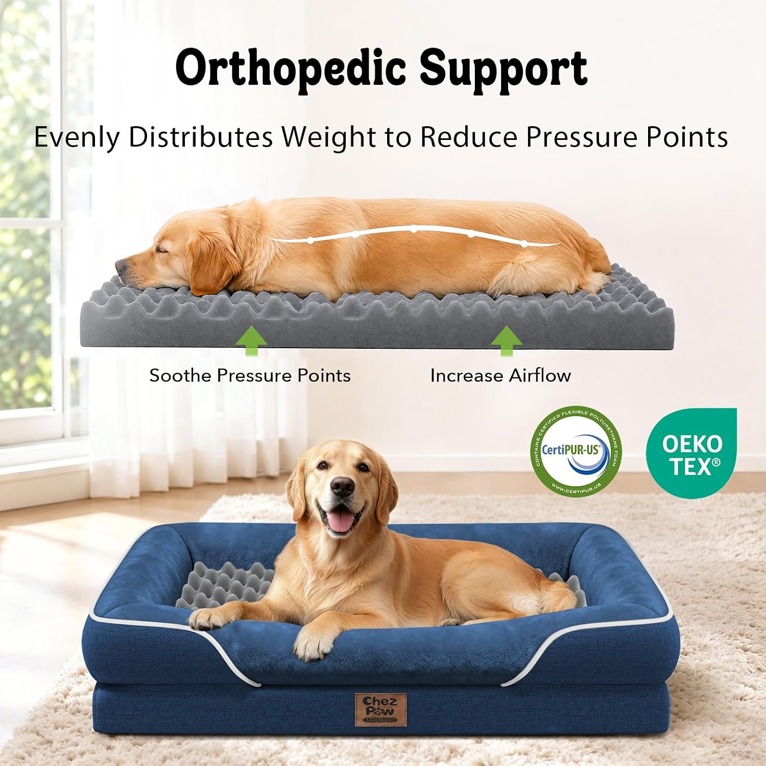 Detalle 2 de Chez Paw Orthopedic Dog Bed, 42 x 30 Inch