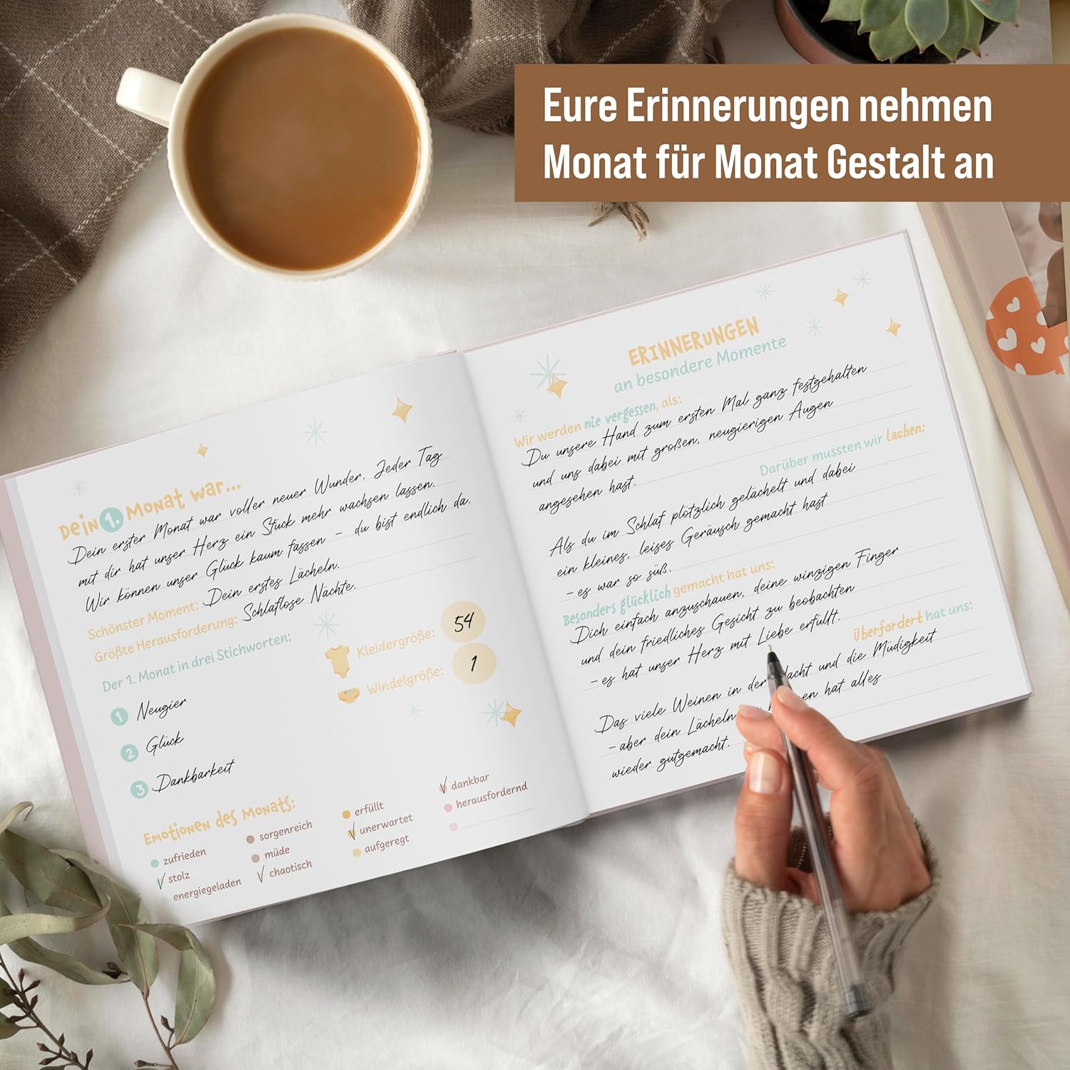 Thumbnail 3 de colortouch Babyalbum „Dein erstes Lebensjahr“ mit Abdruckset & Aufklebern – Babytagebuch zum Selbstgestalten