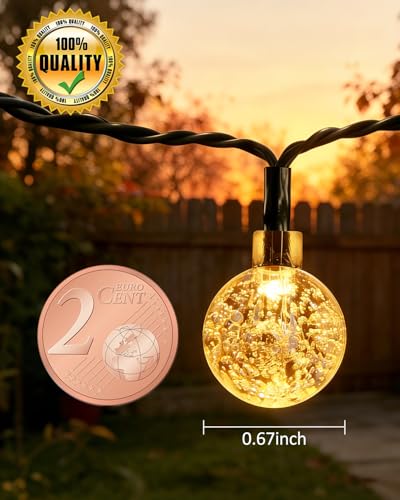 Detalle de Suright Guirnaldas Luces Exterior Solar: 13 m, 60 LEDs, 8 modos con memoria
