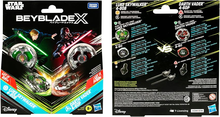 Detalle 2 de Beyblade X Star Wars, Pack Luke Skywalker vs. Darth Vader ⚔