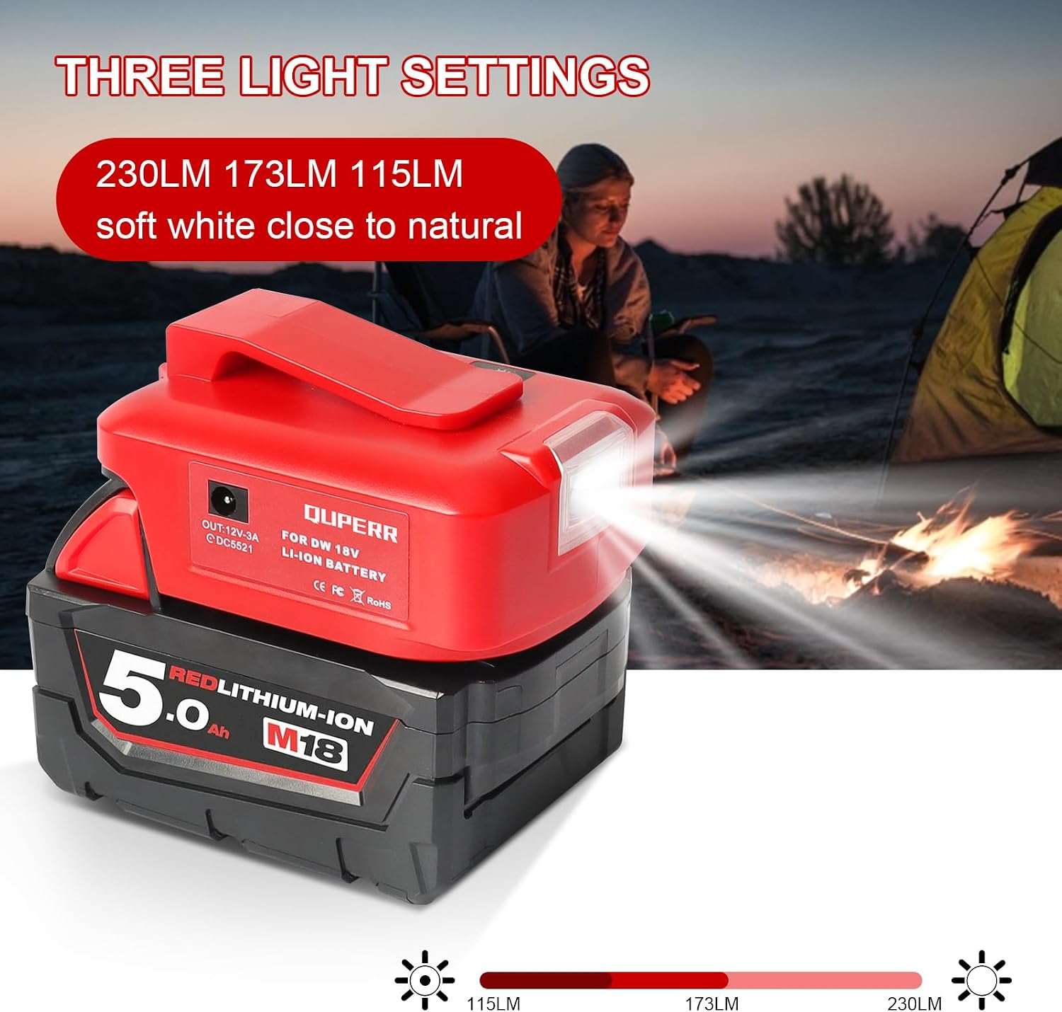 Detalle 2 de QUPERR Milwaukee M18 USB battery adapter 22.5W