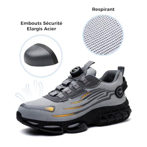 Thumbnail 2 de Gugifcto Chaussures de Sécurité - 42 EU, Basket Respirante et Lourde Embout Acier Grey
