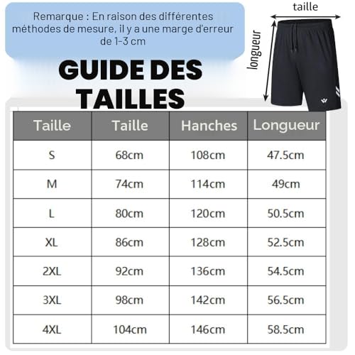 Detalle de fovdtaa Lot de 5 shorts de sport pour homme avec poches et taille élastique, séchage rapide, L