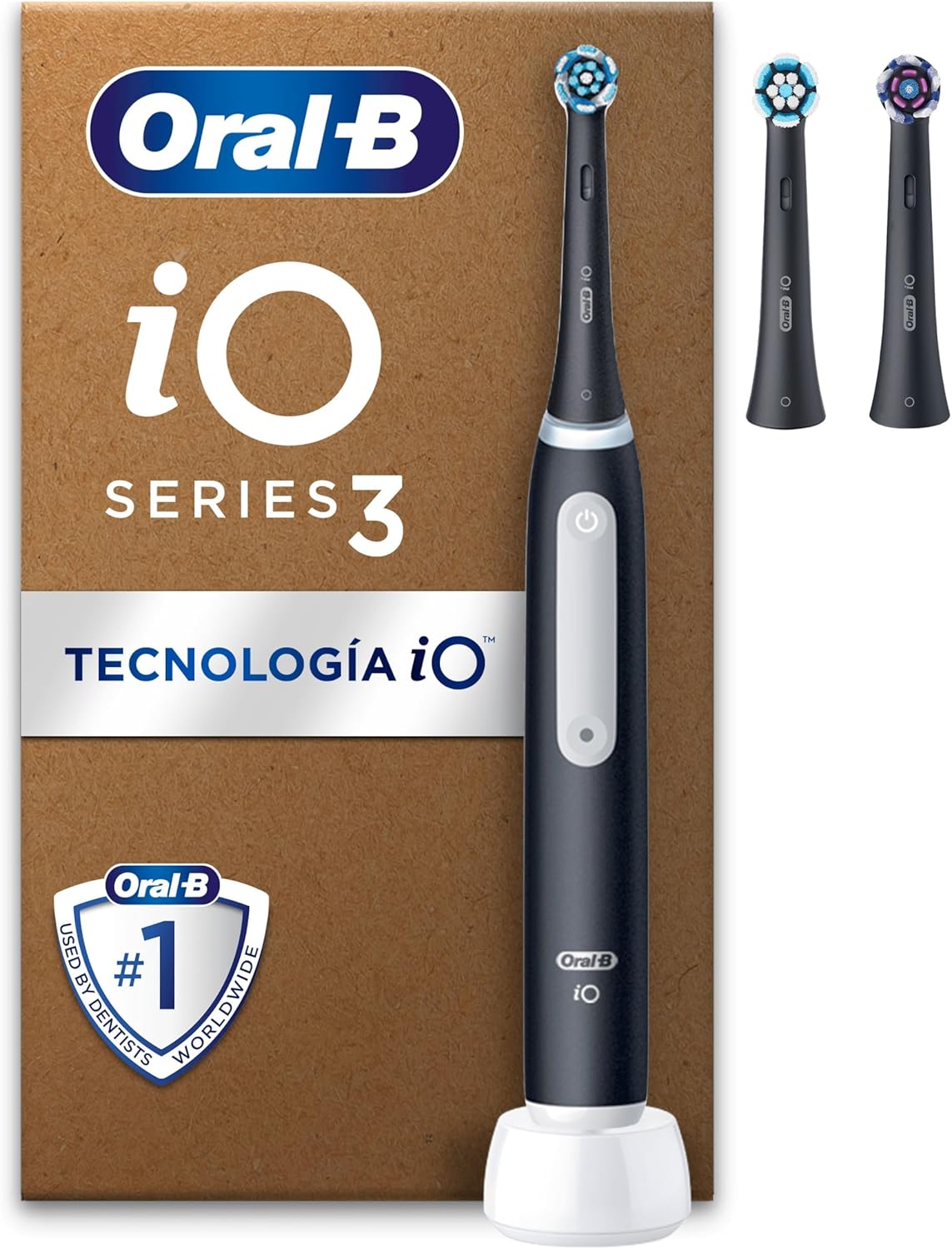 Detalle de Oral‑B iO 3 Cepillo eléctrico negro, 3 modos, 3 cabezales