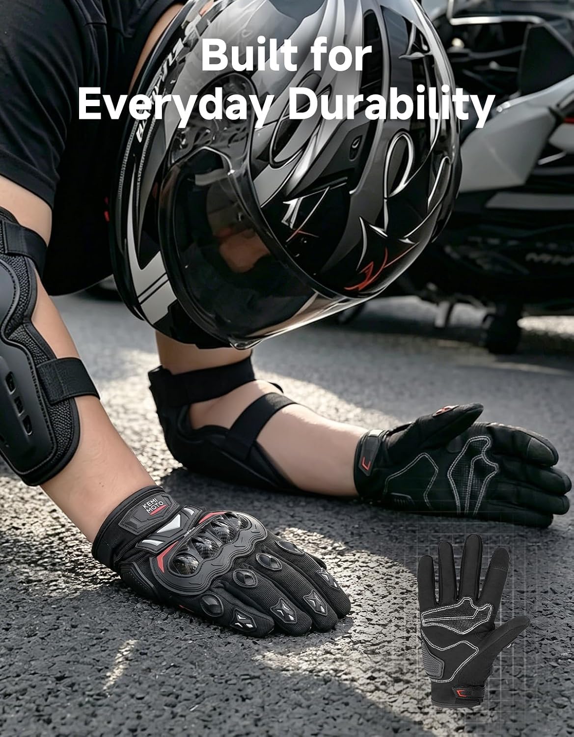 Thumbnail 3 de KEMIMOTO F1109-01402 Motorcycle Gloves, Large Microfiber, Touchscreen