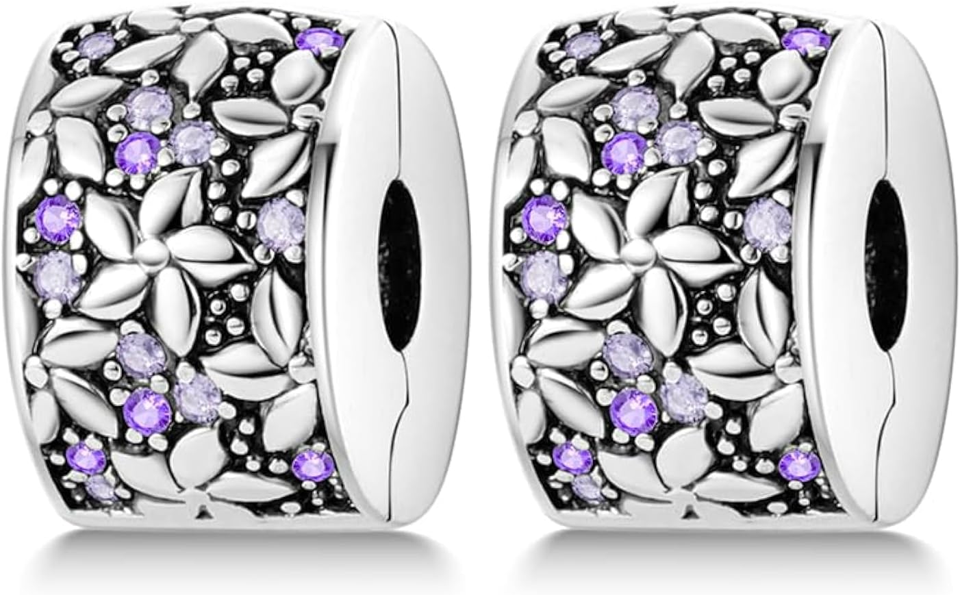 Detalle de CYCUFF Clip Spacer Charm: pendente clip fiore in argento 925 con zirconi per bracciale