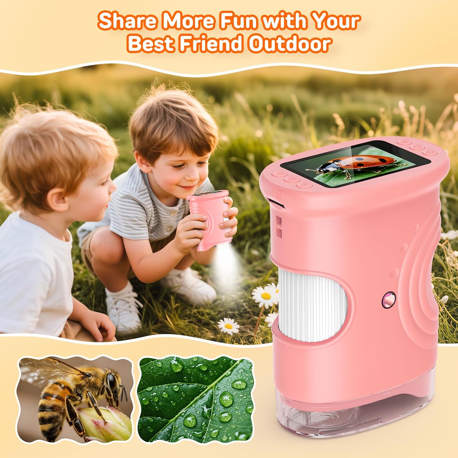 Thumbnail 3 de Ashfly Handy Digital Mikroskop für Kinder (1080P, 2,0" Bildschirm) – 200-fache Vergrößerung, USB‑C, Rosa