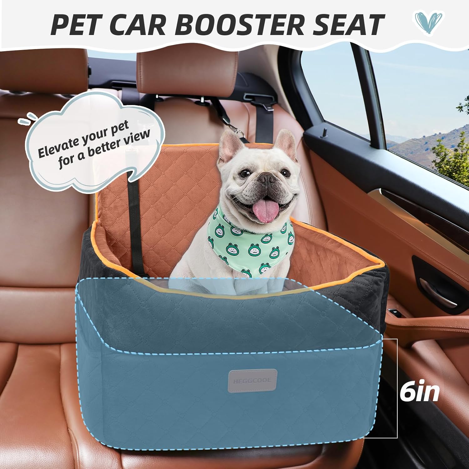 Detalle 2 de HEGGCOOE Small Dog Car Seat 35 lb booster seat