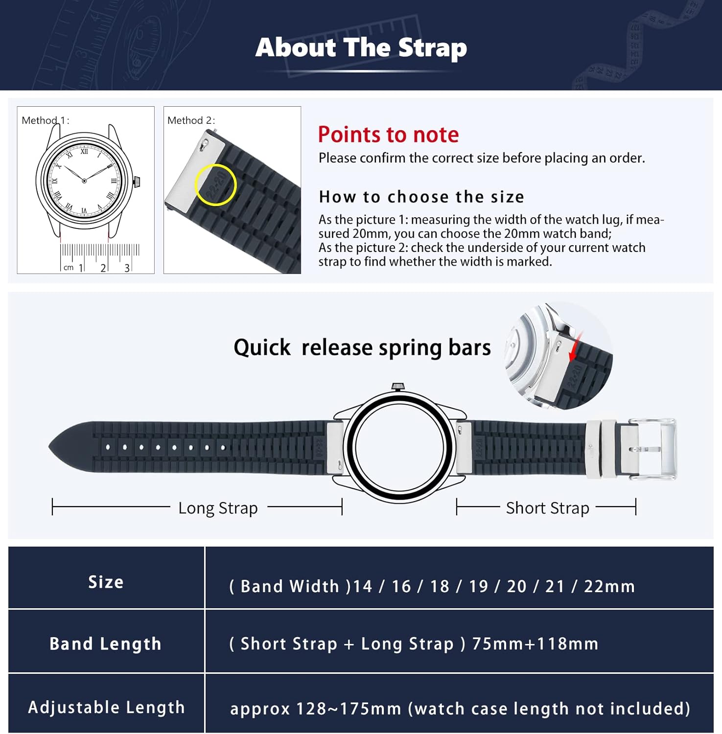 Thumbnail 5 de BINLUN Leder-Silikon Hybrid-Uhrenarmband 14–22 mm mit Schnellverschluss – 6 Farben (Weiß) und silberner Schließe