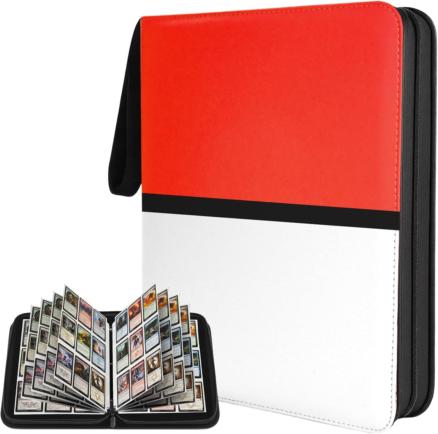 Mr.DaMai 9 Pocket Trading Card Zip Binder (Holds 900 Cards) with Removable Sleeves & 50 Pages