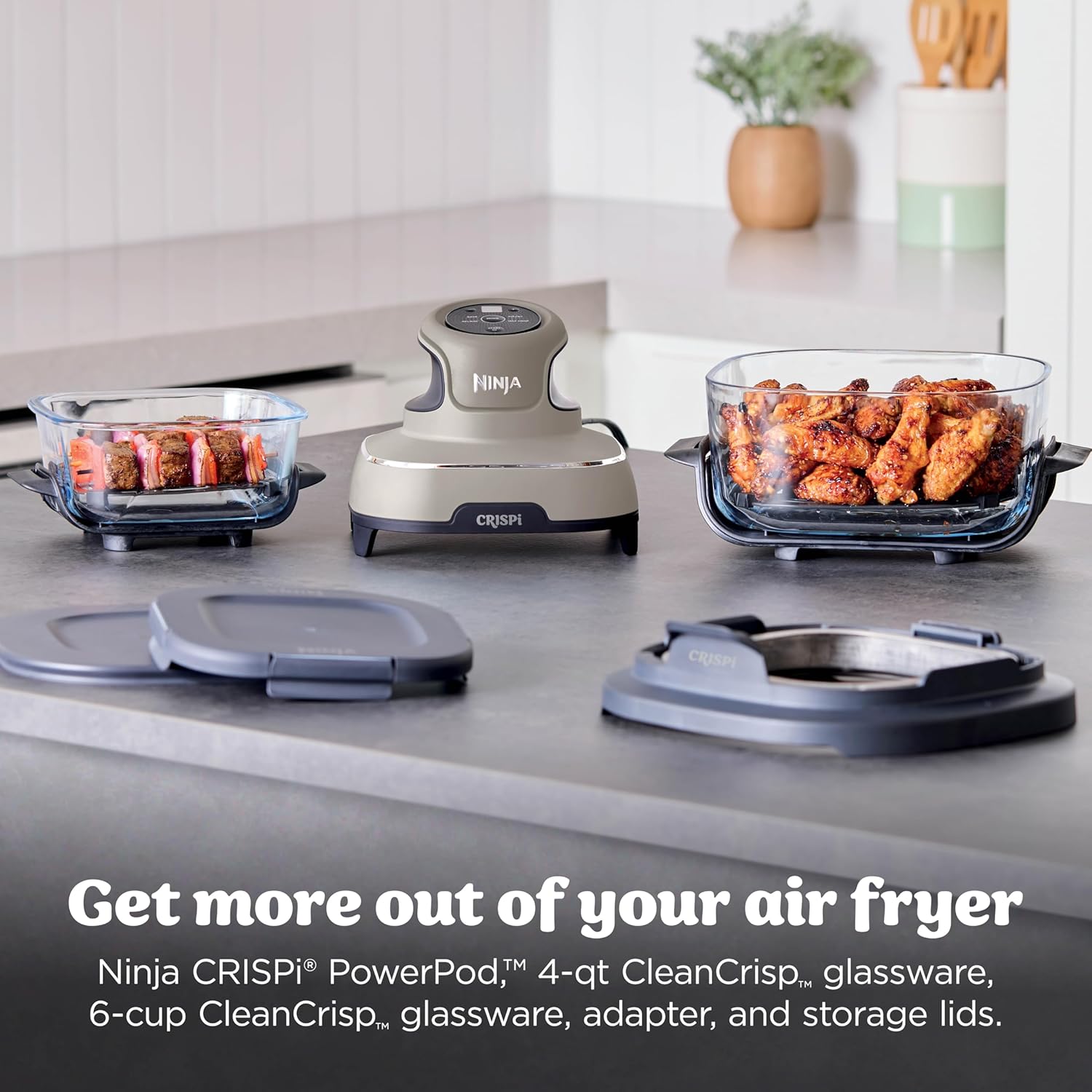 Detalle 2 de Ninja Crispi FN101ST 4-in-1 Glass Air Fryer with 4-qt and 6-cup containers