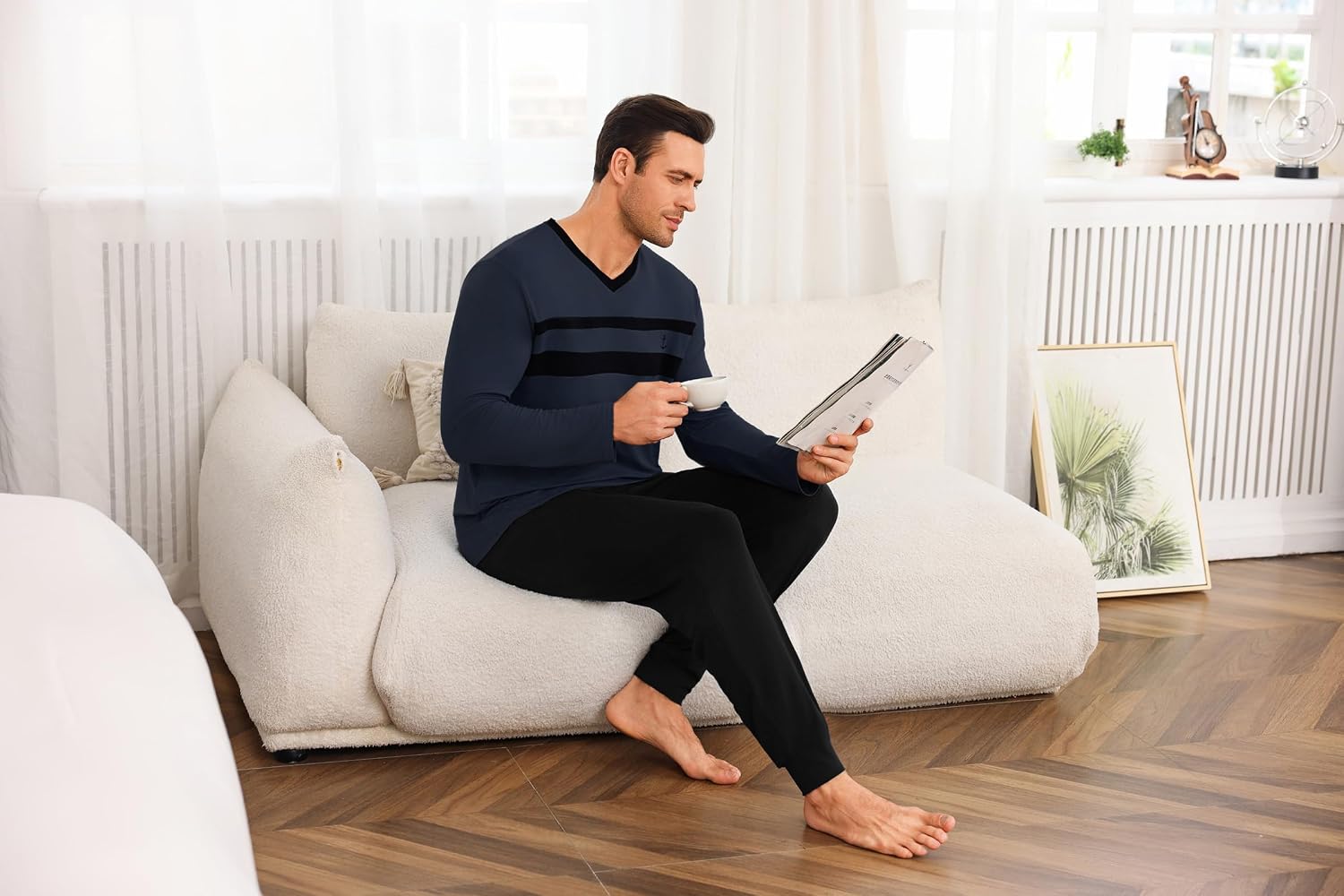 Thumbnail 6 de Ensemble pyjama homme d’hiver Marvmys en coton – col rond, manches longues, deux pièces S à 3XL