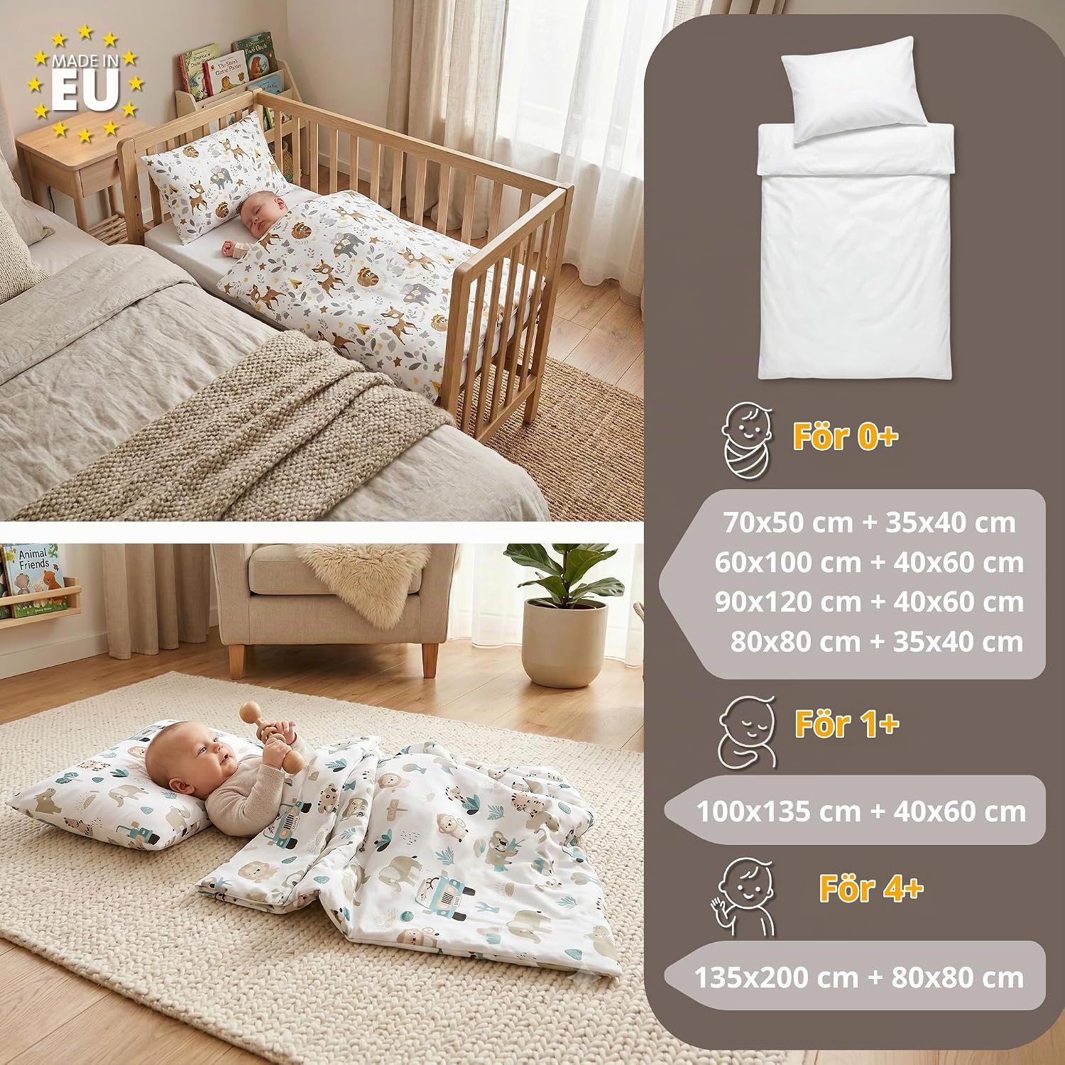 Thumbnail 3 de Totsy Baby barntäcke med kudde, 90 × 120 cm, beige med vita stjärnor