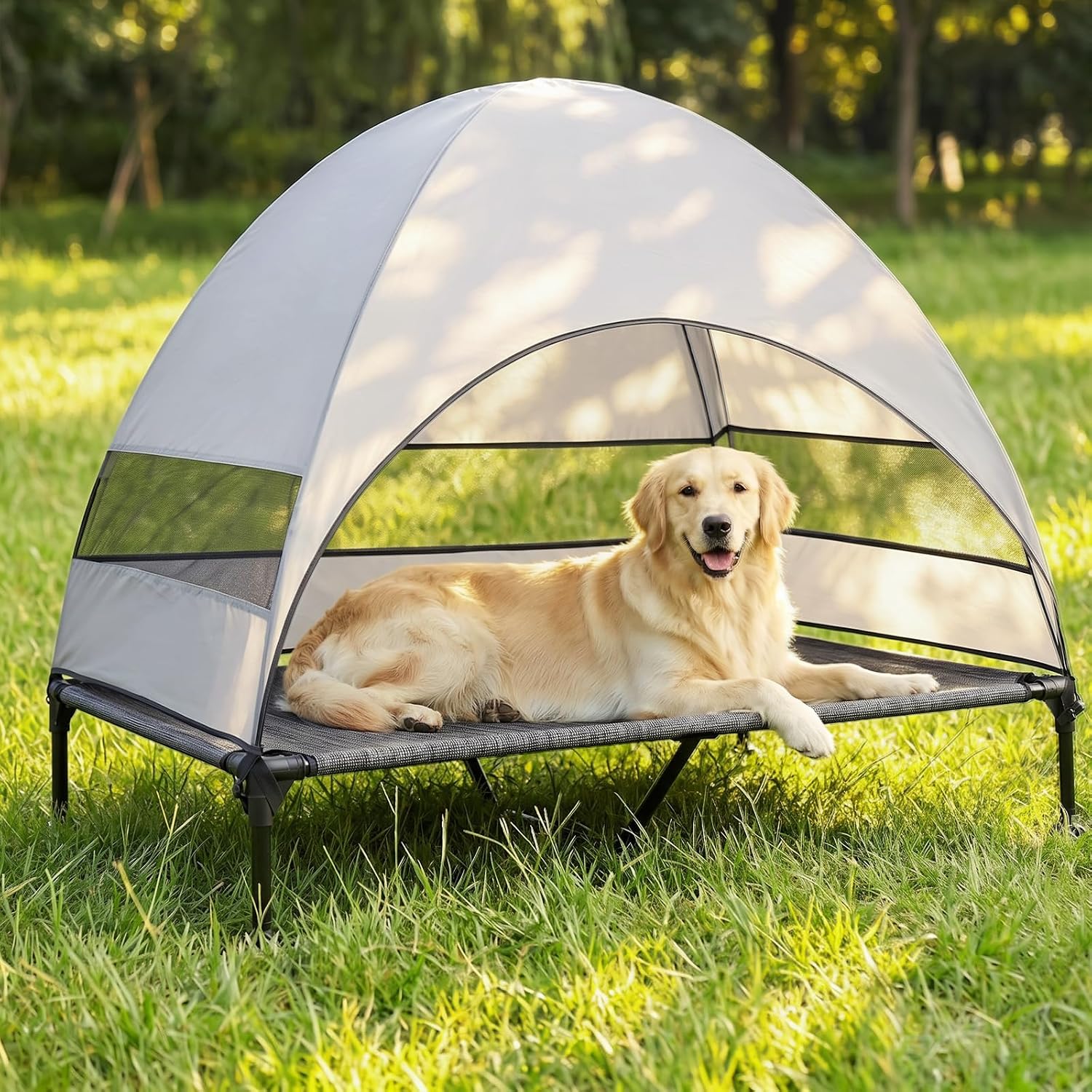 Detalle de Snagle Paw Large Dog Bed With Canopy: Raised Outdoor Dog Cot for Large Breeds