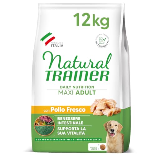 Detalle de Natural Trainer Maxi Cibo per Cani Adulti con Pollo Fresco e Riso – 12kg
