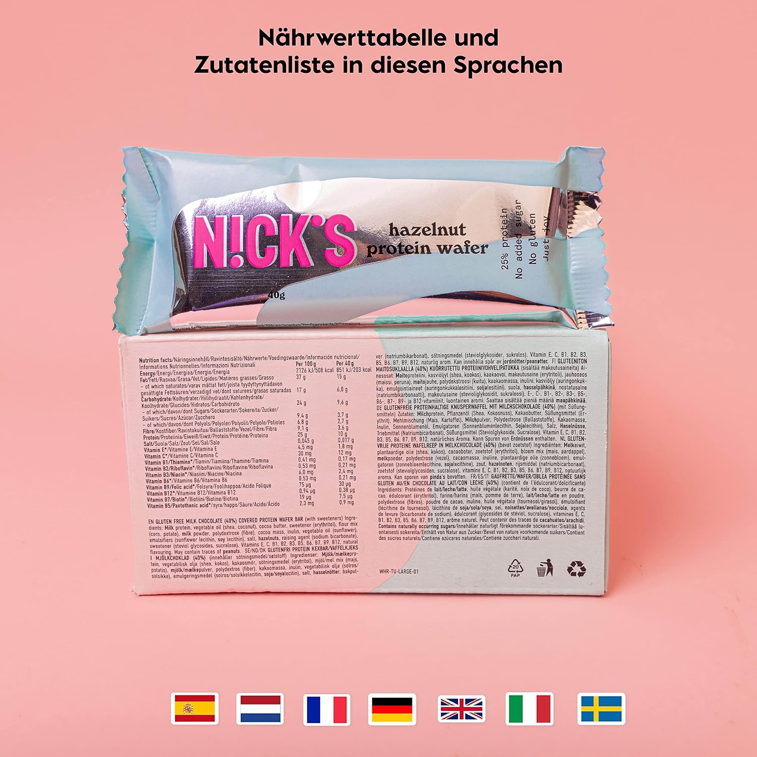 Thumbnail 6 de NICKS Protein Wafer Riegel Haselnuss 203 kcal 🍫