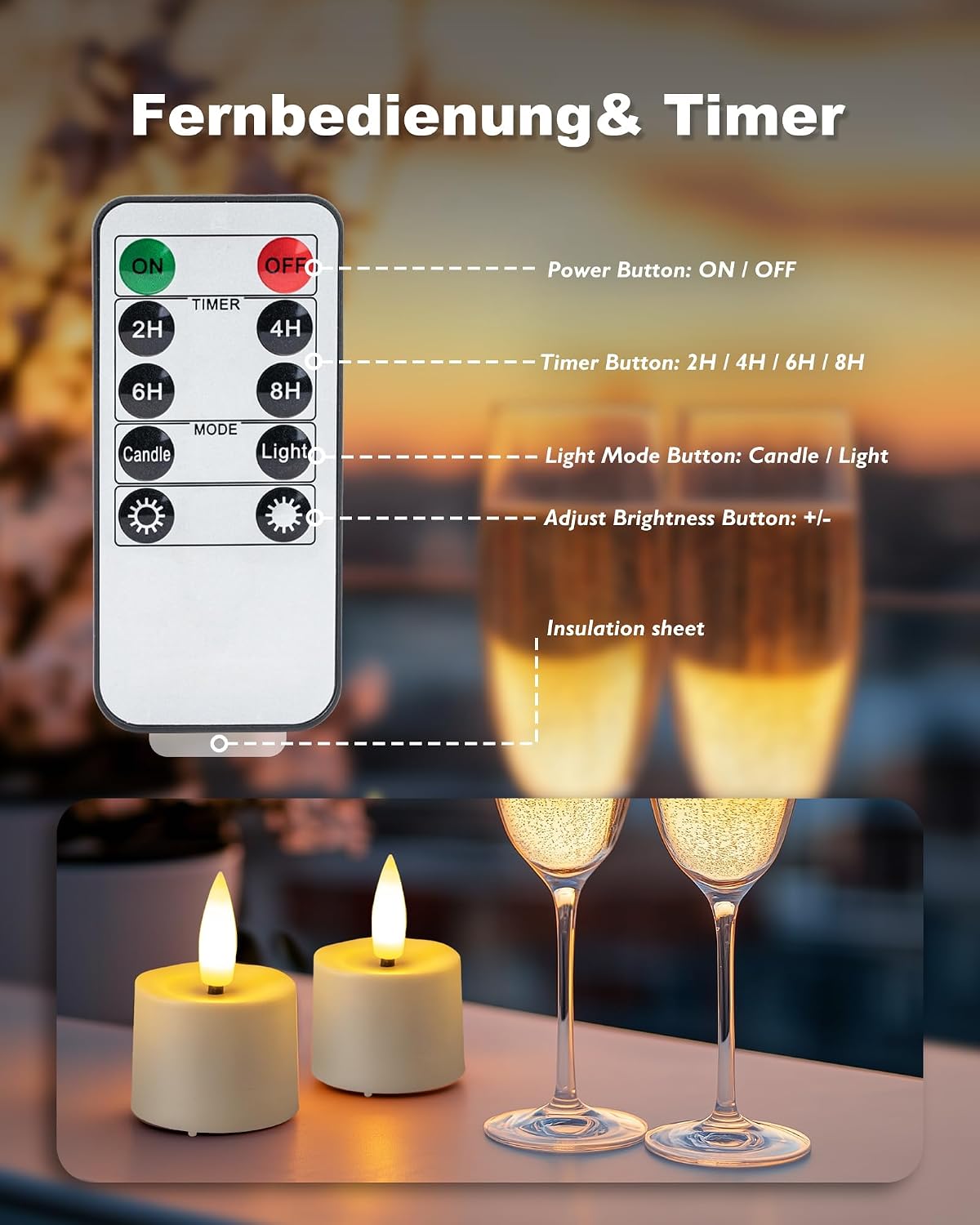 Detalle de Homemory LED Teelichter mit 12 Stück