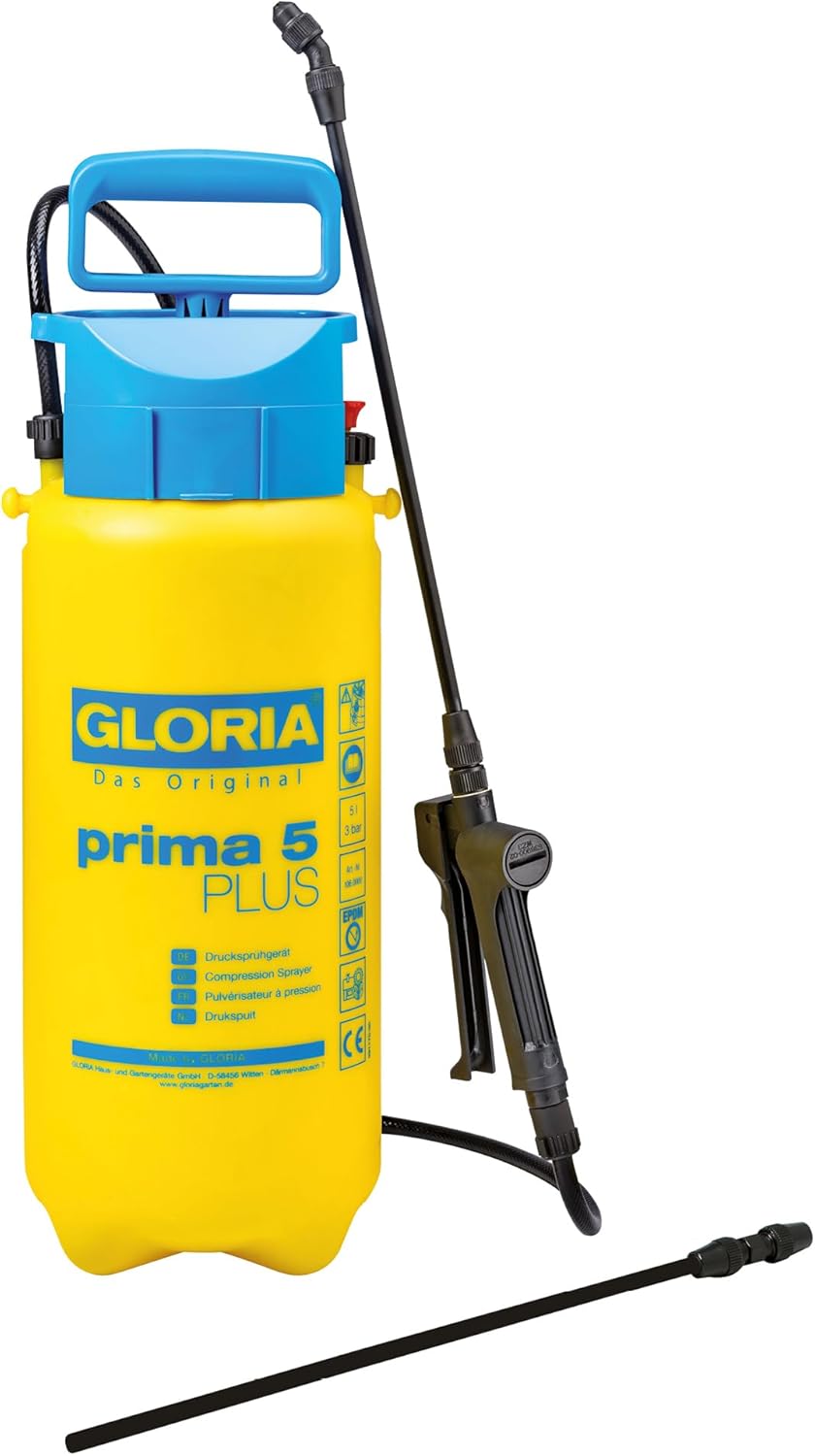 Gloria Pulvérisateur de Jardin Prima 5 Plus — Pulvérisateur à Pression 5 L, EPDM, résistant aux acides