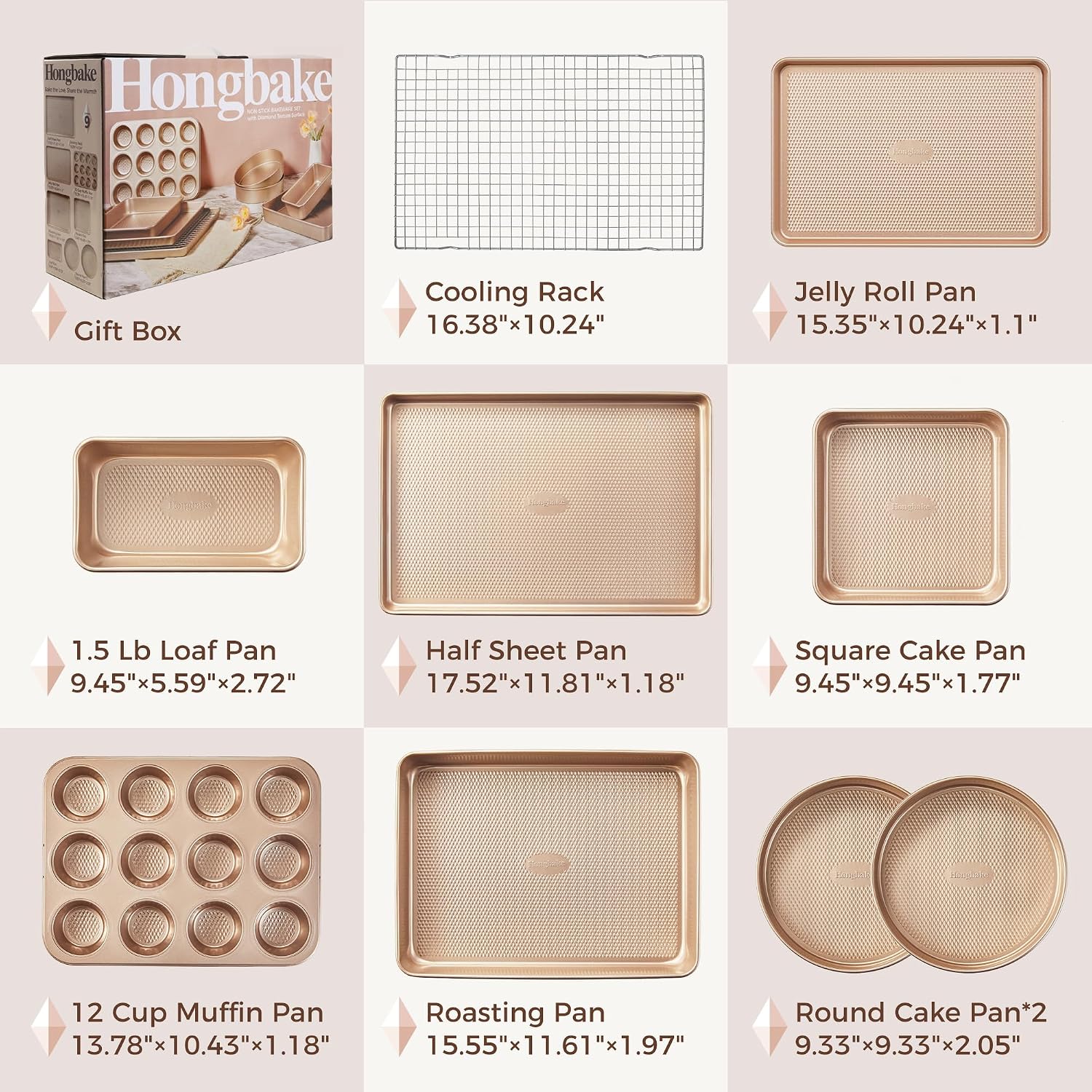 Thumbnail 5 de HONGBAKE 9-Piece Baking Pan Set 🧁