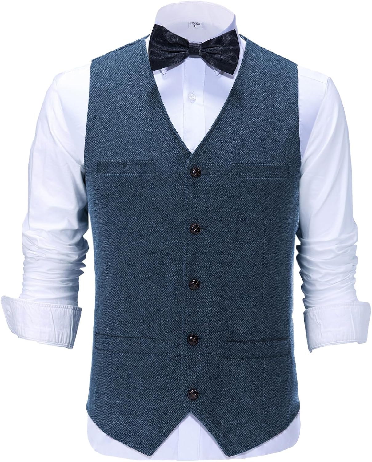 Thumbnail 2 de Solovedress Herren-Weste im Fischgrätmuster mit V-Ausschnitt für Hochzeit, Business & Alltag