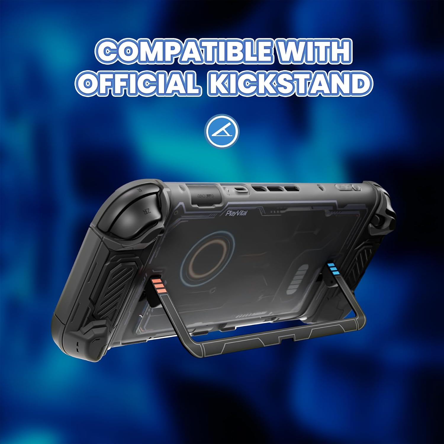 Detalle de PlayVital Protective Case for Nintendo Switch 2: Stellar Mecha Ergonomic Silicone Grip with Dockable Shell