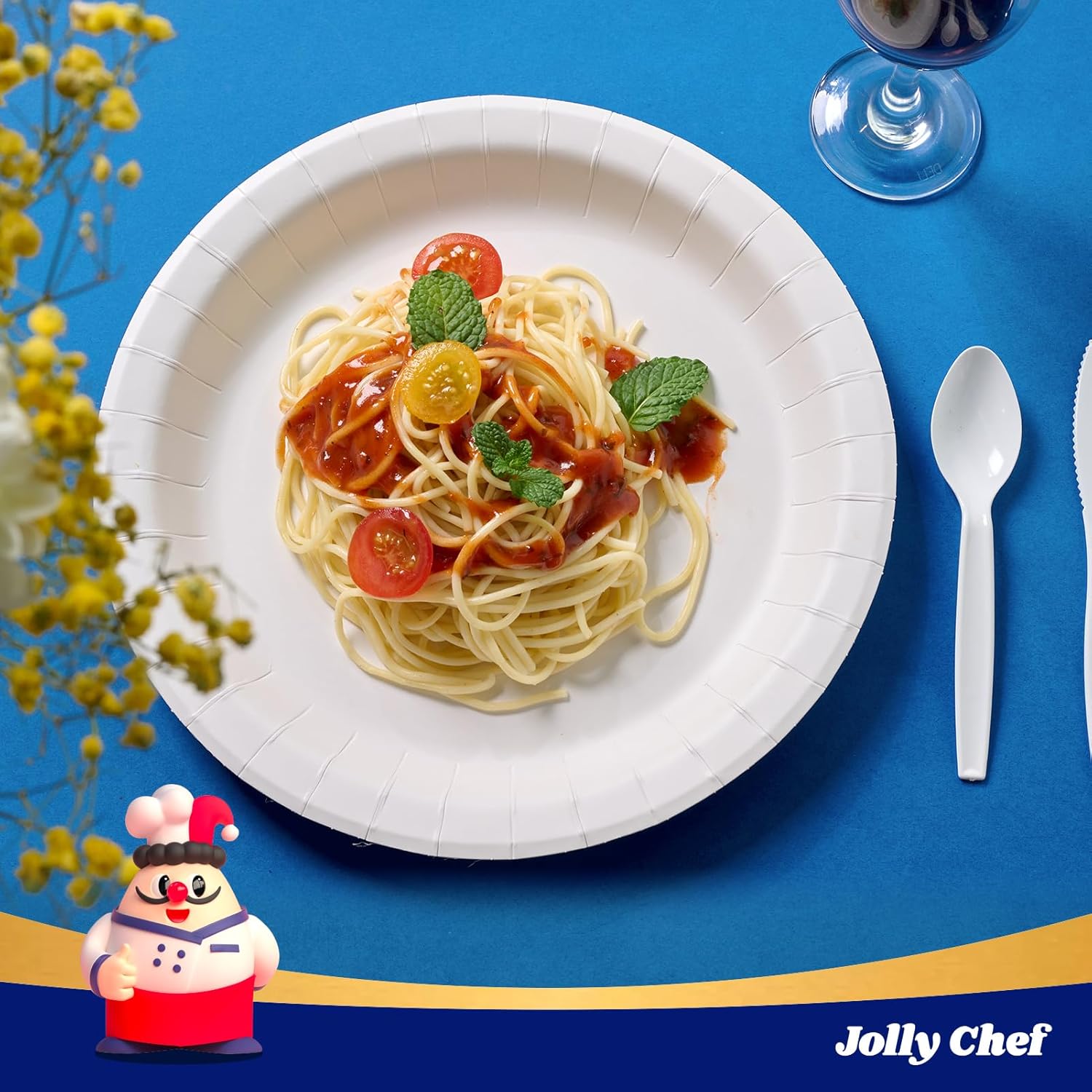 Thumbnail 3 de JOLLY CHEF 10-Inch Disposable Paper Plates (140-Pack), Microwave Safe Heavy-Duty