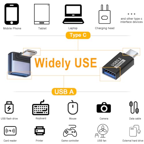 Thumbnail 6 de DAOKAI Adaptateur USB-C vers USB-A 3.1, OTG, 10 Gbit/s et angle droit