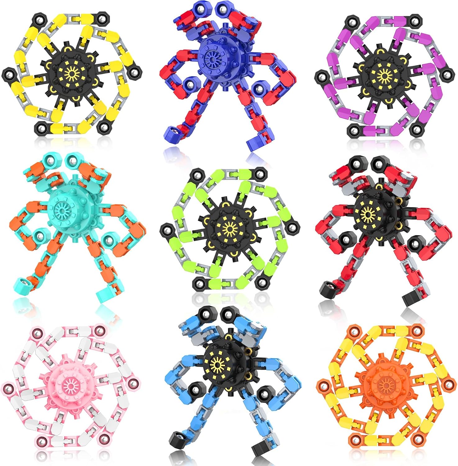 Transformable Fidget Spinner Chain Set (9PCS) for Easter Basket Stuffers