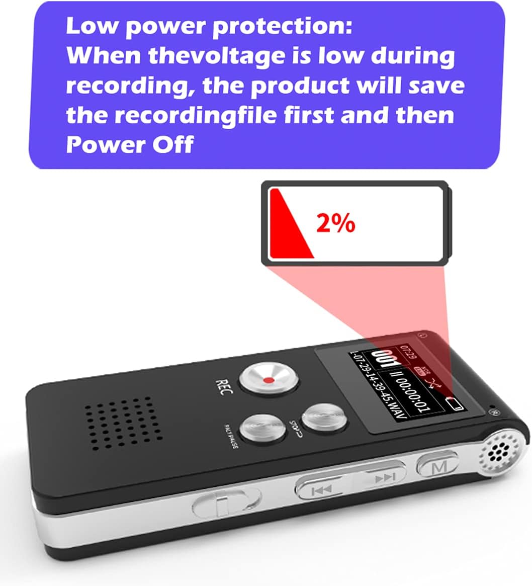 Thumbnail 5 de Fikyra 32GB digital voice recorder โ 30h battery ๐
