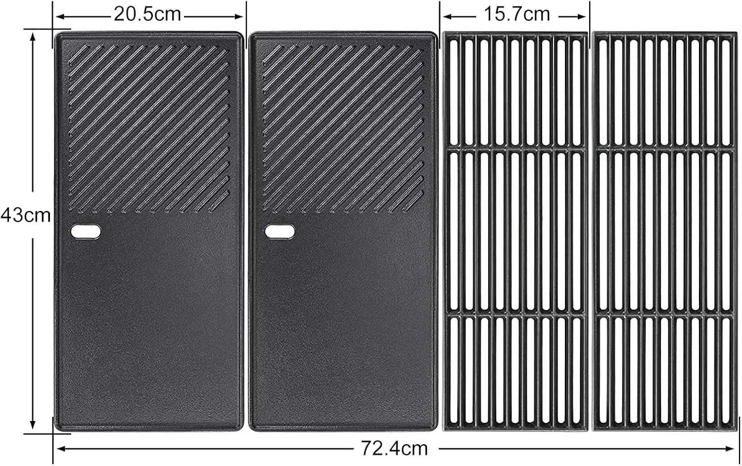 Thumbnail 1 de GFTIME Gusseisen Grillrost & Grillplatte 43 x 72,5 cm für Gasgrill-Zubehör (u. a. Charbroil Advantage 225s, Enders…)
