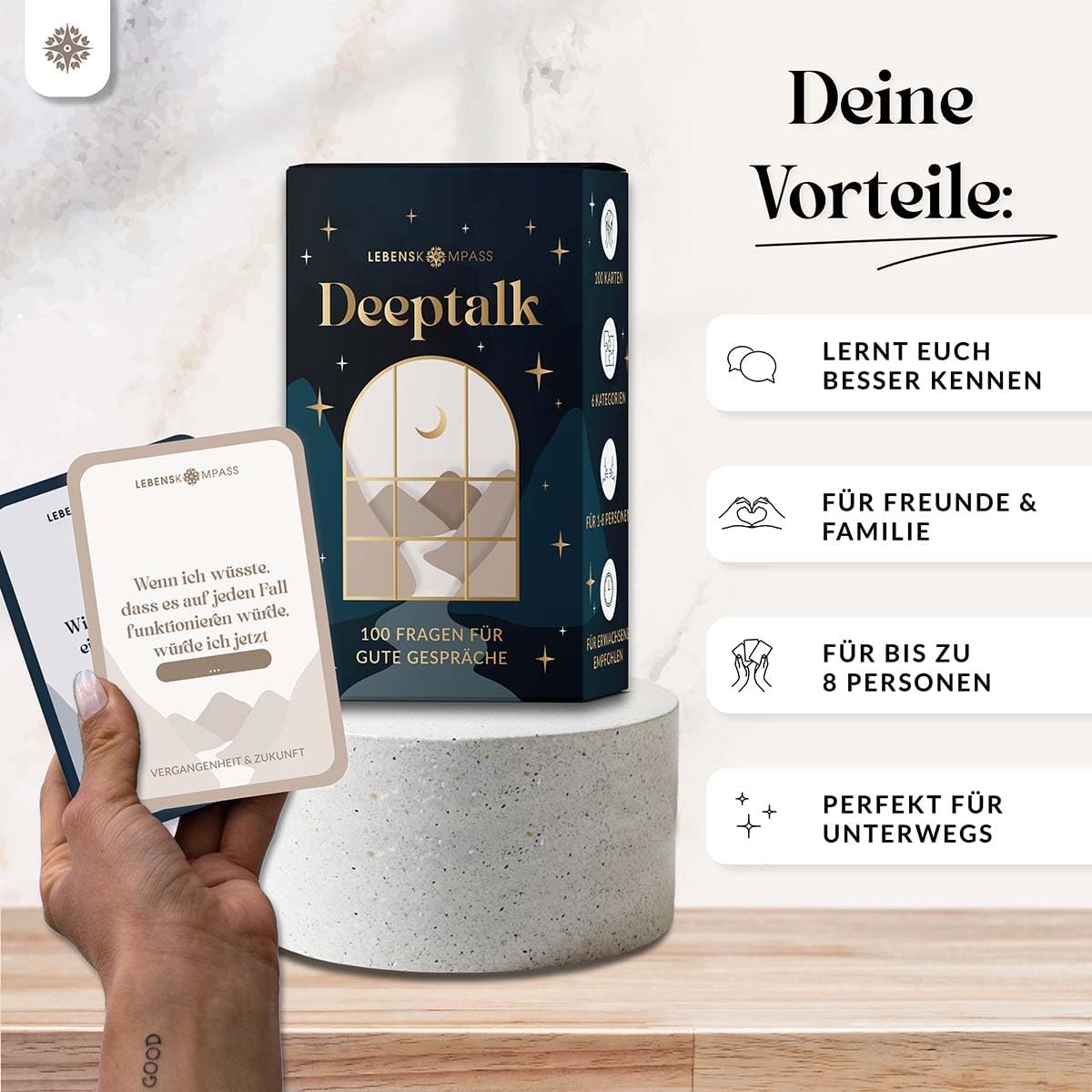 Detalle de LEBENSKOMPASS Deeptalk Kartenspiel 100 Karten