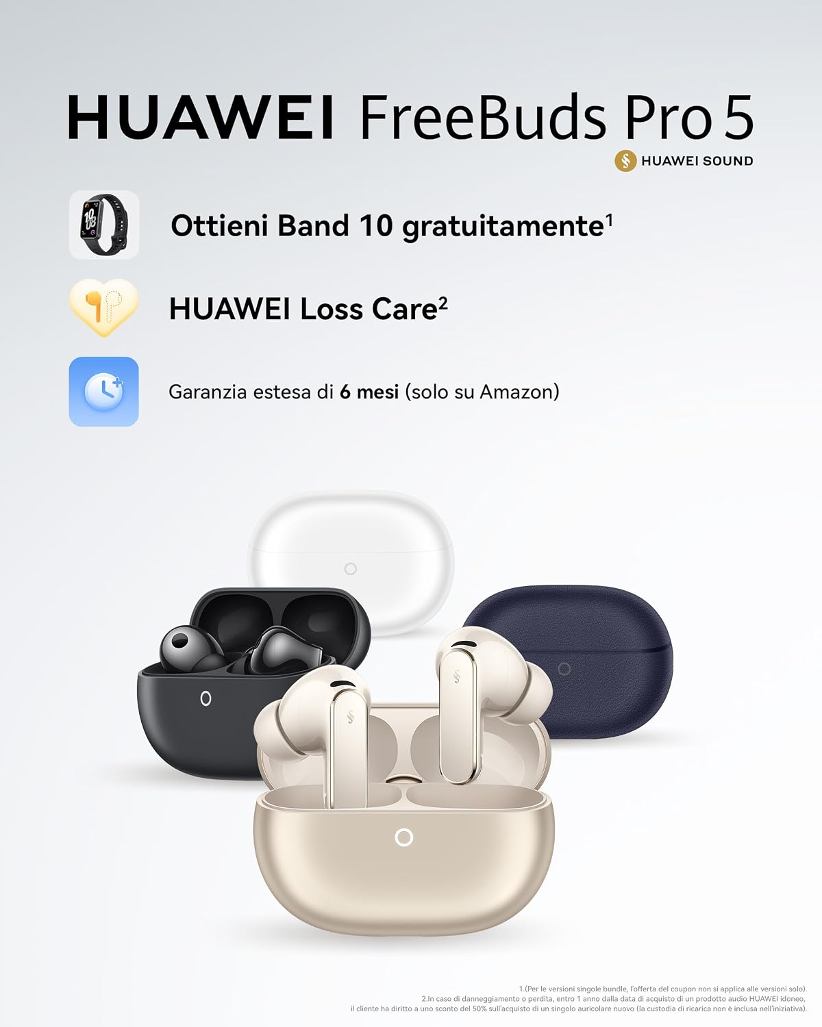 Detalle 2 de Huawei FreeBuds Pro 5 Bianco + Huawei Band 10 Nera
