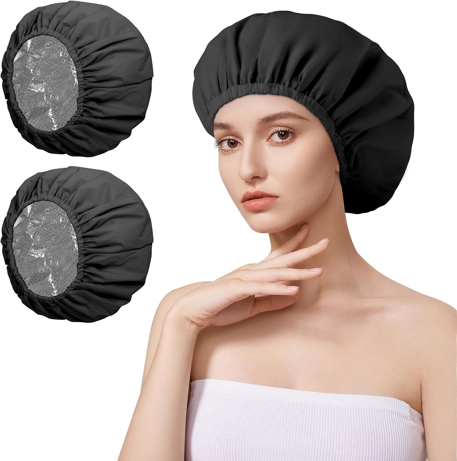 Detalle 2 de AOGOE Bonnet chauffant pour soins capillaires 2 pièces