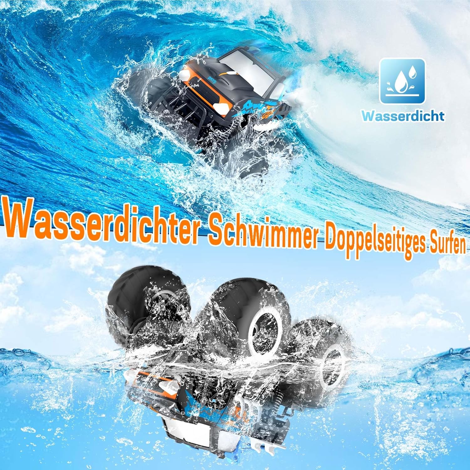 Thumbnail 1 de Gindoly ferngesteuertes Monstertruck-Auto (2,4 GHz, 4WD, wasserdicht, 360°) – Hobby Offroad RC für Kinder ab 6 Jahren