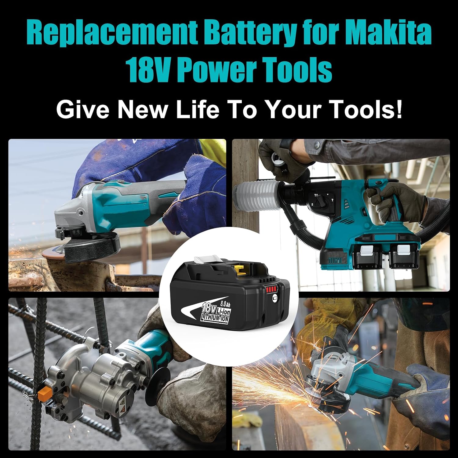 Thumbnail 6 de OHYES BAT RMA06L 18V 8.0Ah Replacement Battery 4-Pack for Makita LXT