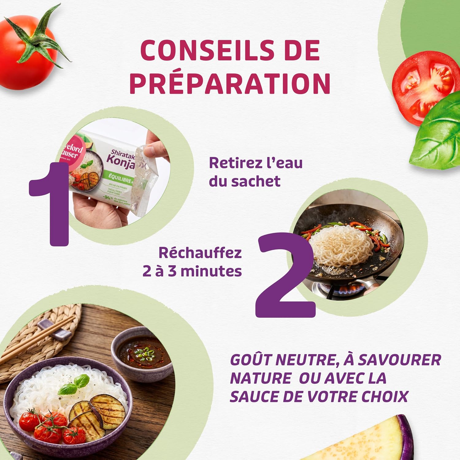 Detalle 2 de GAYELORD HAUSER Konjac Shirataki Nature - Sans Rinçage, Prêt à l’emploi, 10 paquets de 160 g