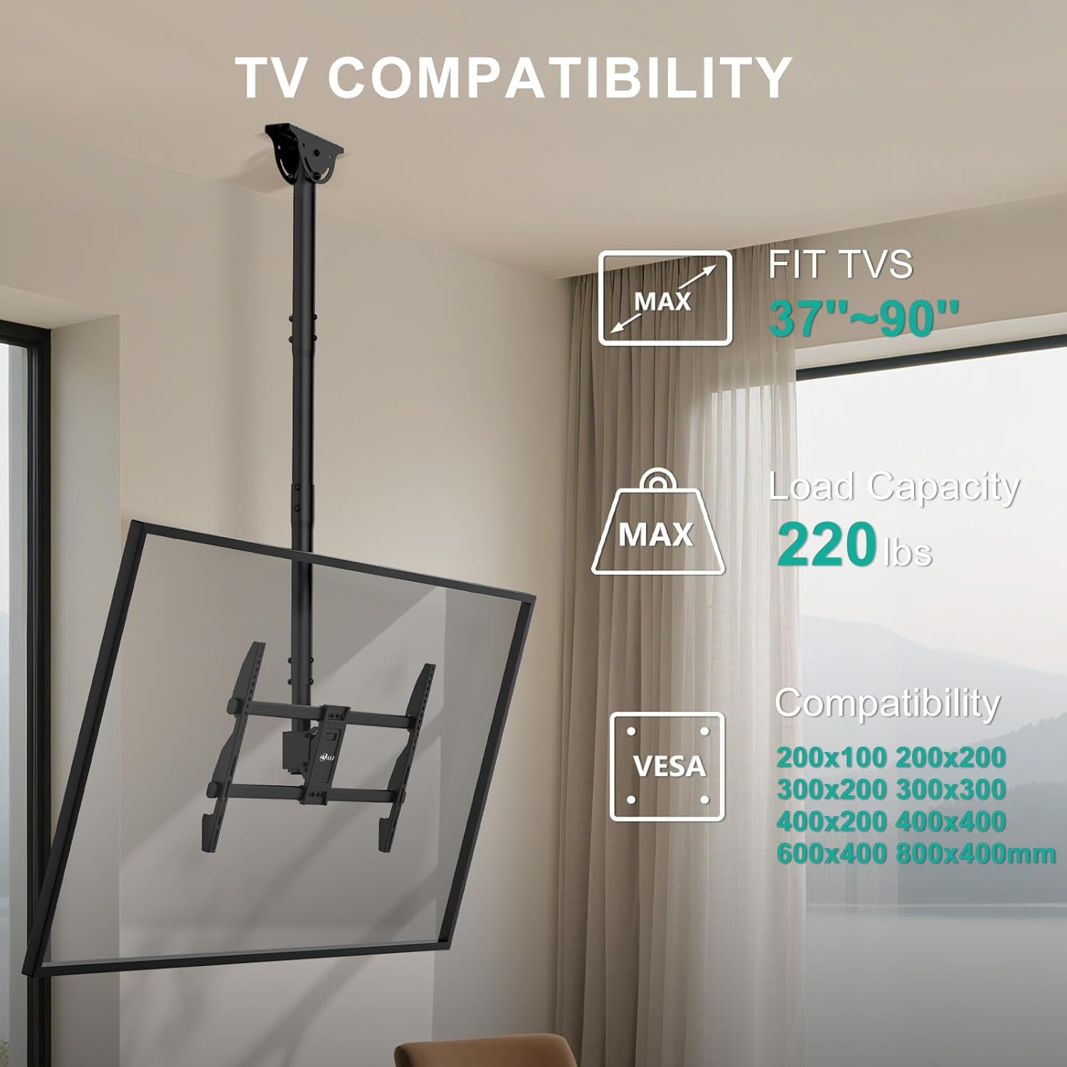 Thumbnail 1 de WALI CM3790XL Ceiling TV Mount for 37-90