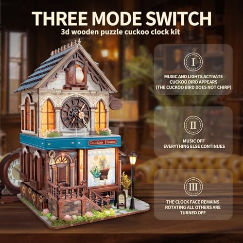 Detalle 2 de STRUCWOOD 3D Holzpuzzle: Kuckucksuhr Haus Kit – DIY Miniaturwelt aus Massivholz