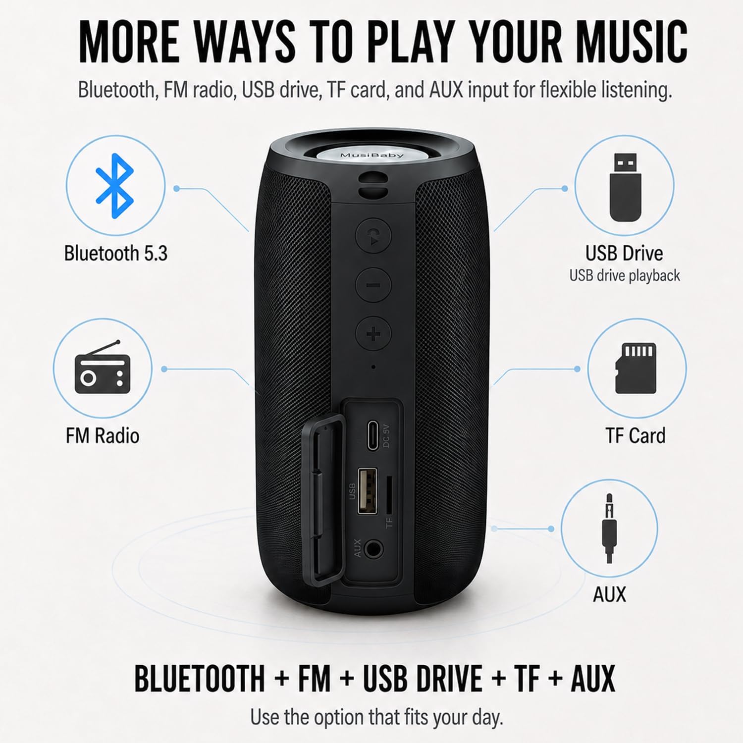 Detalle 2 de MusiBaby M68 Portable Bluetooth Speaker 24H