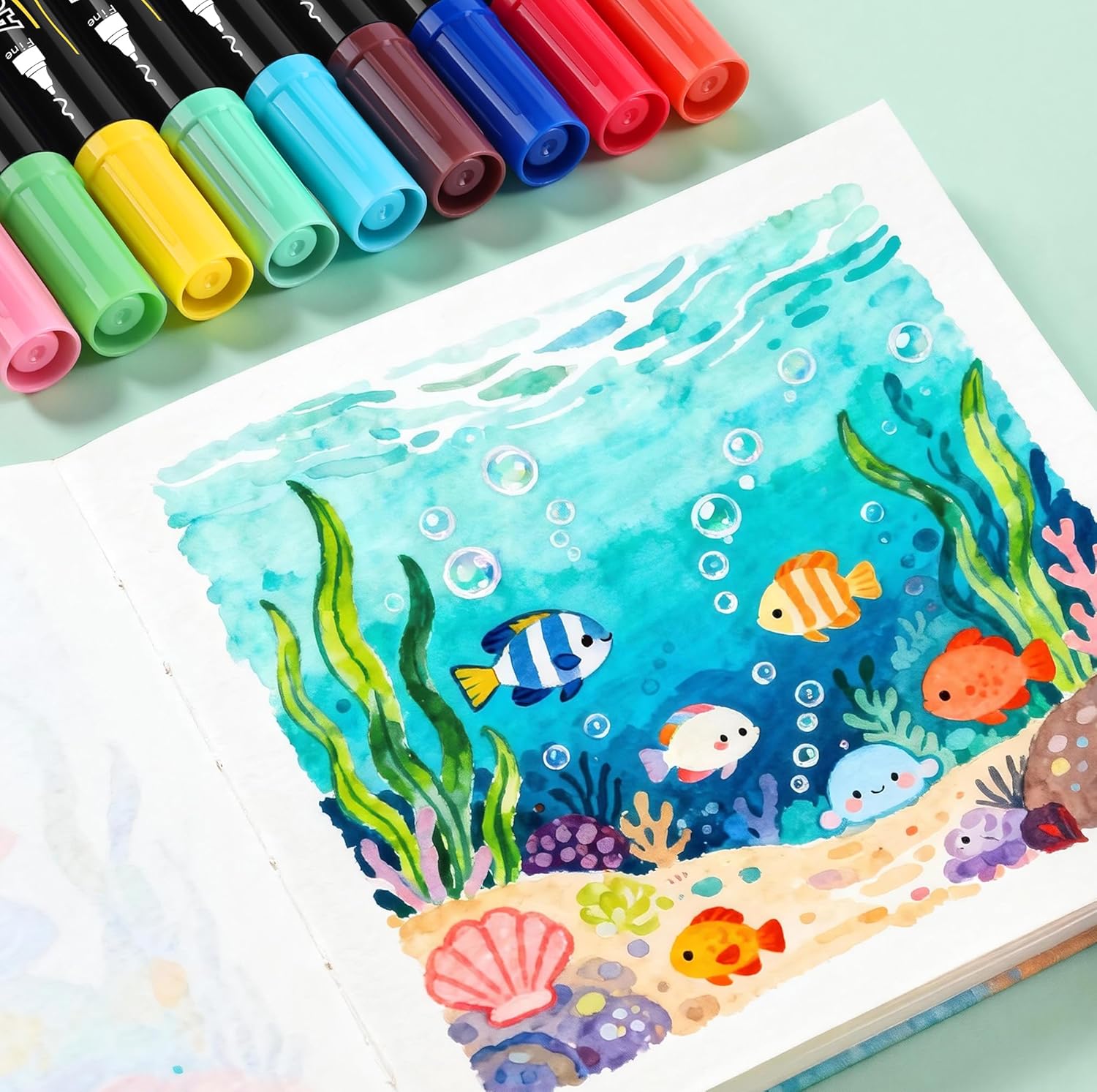Thumbnail 5 de 120 Colour Acrylic Marker Pens – Dual Tip Fast-Dry & Water-Based Paint Pens for Rock, Wood, Canvas & Ceramic