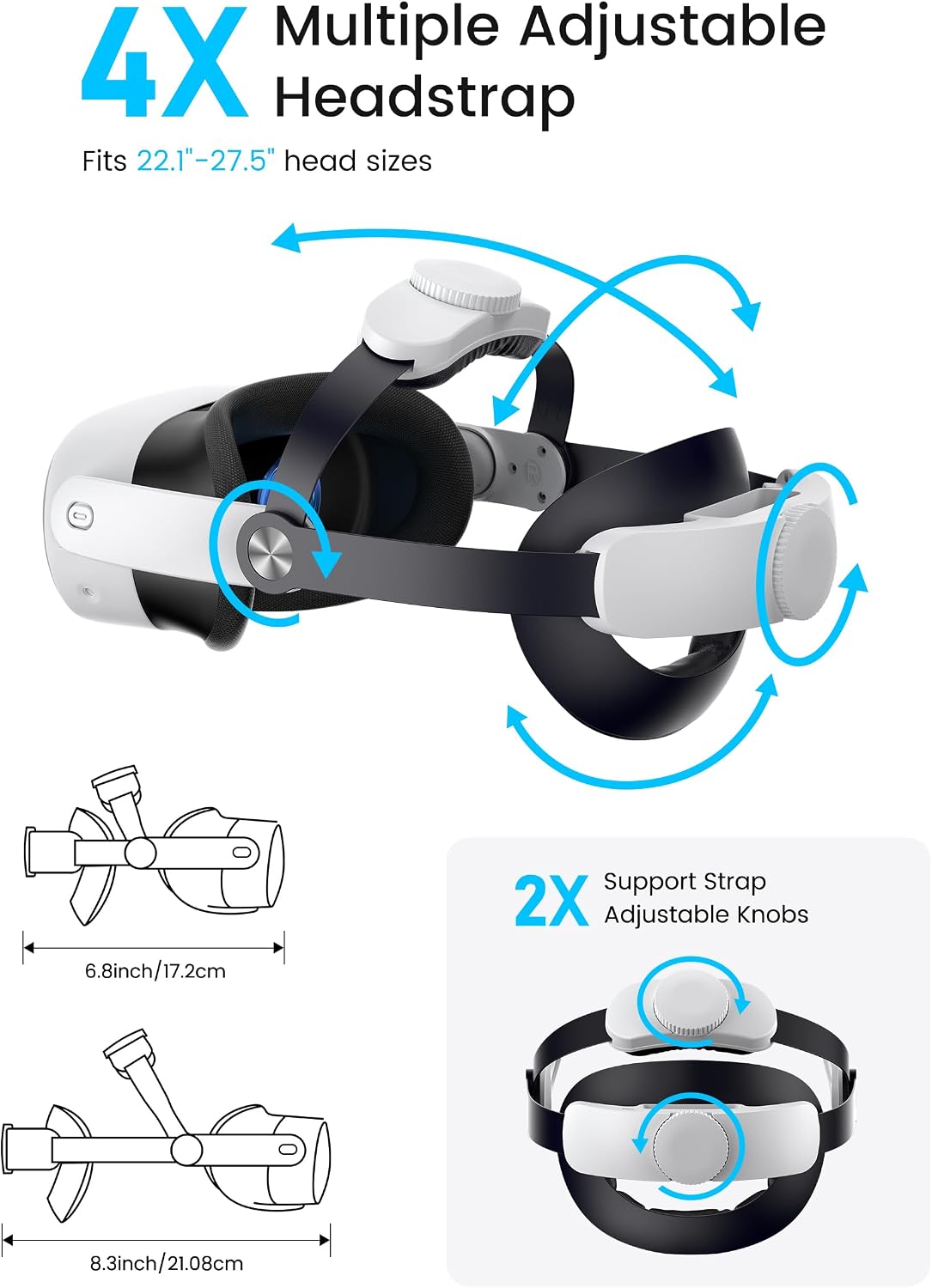 Thumbnail 3 de Elegamefy Headstrap: Verstellbarer VR-Kopfband-Akkukopfhalter für Meta Quest 3/Quest 2 mit 10000 mAh